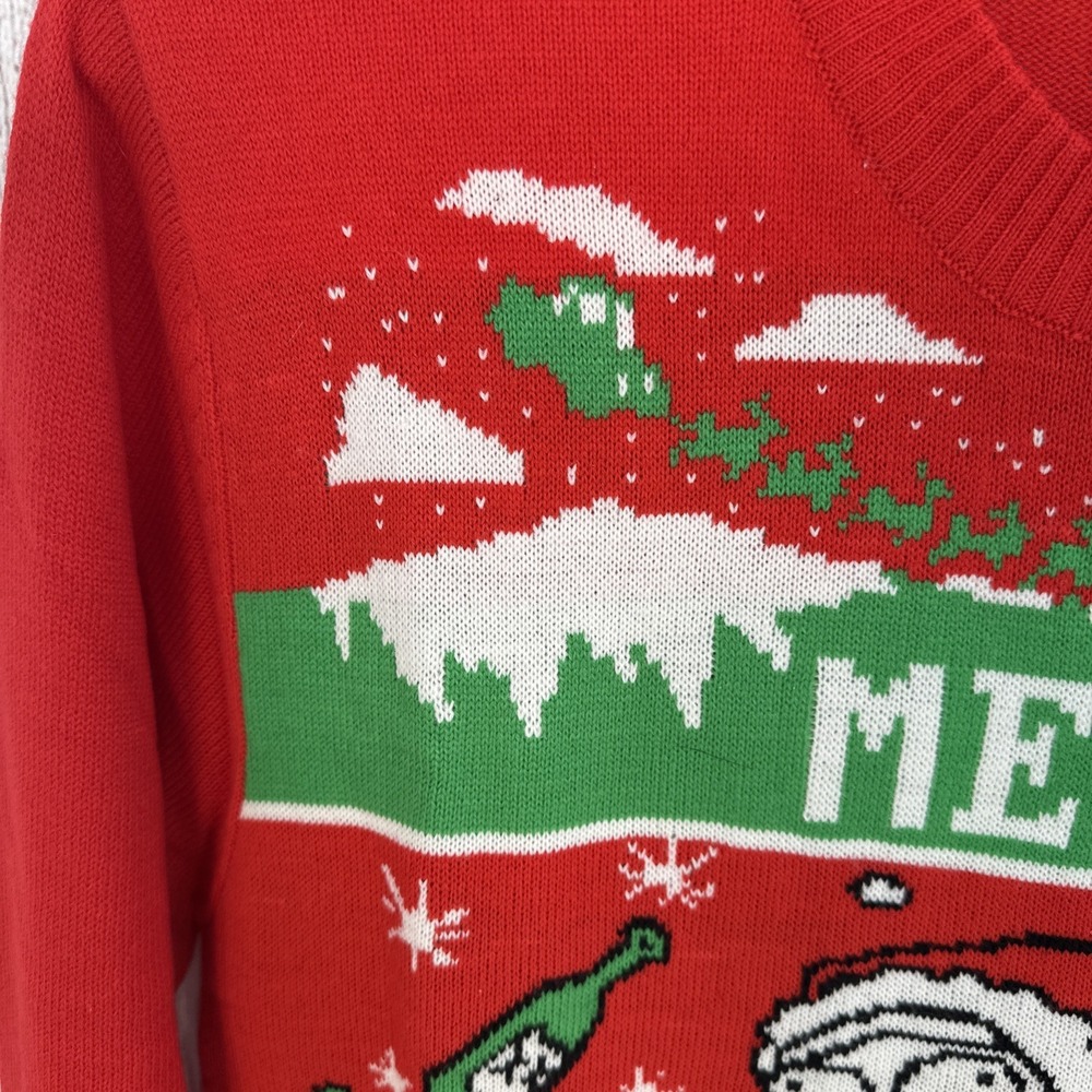 Rick & Morty Christmas Sweater Mens MEDIUM Red Green Merry Rickmas Holiday Ugly - Picture 3 of 12